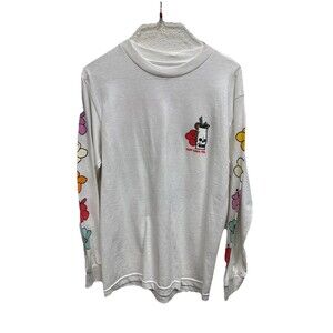 Last Call Co. Long Sleeve Tee S Ivory Graphic Cotton Unhappy Hour Cotton